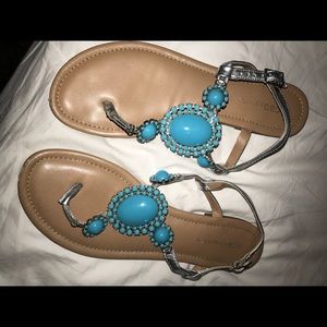 BCBG Turquoise jeweled sandal